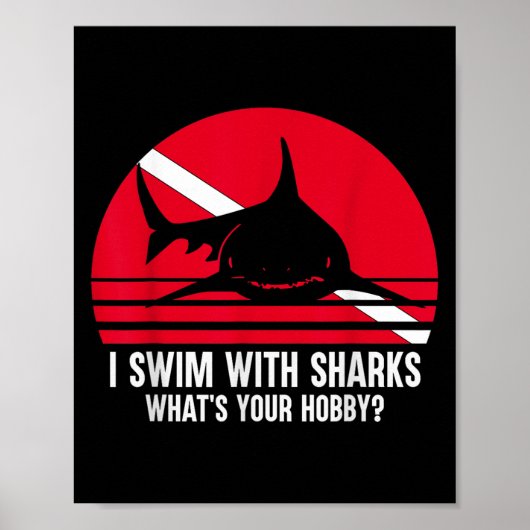 Scuba Diver Gift Shark Ocean  duiken Poster (Voorkant)
