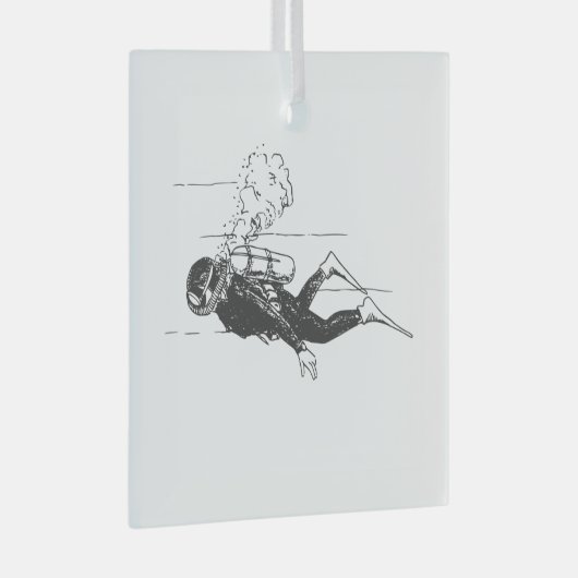 Scuba Diver Glas Ornament (Voorkant Rechts)