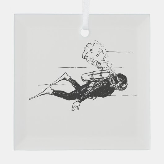 Scuba Diver Glas Ornament (Achterkant)
