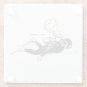 Scuba Diver Glazen Onderzetter (Achterkant)