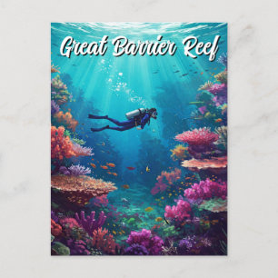 Scuba Diver Great Barrier Reef Briefkaart
