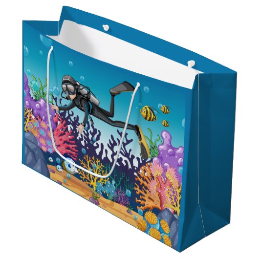 Scuba Diver grote cadeautas (Voorkant Gekanteld)