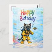 Scuba diver Happy Birthday underwater Briefkaart (Voorkant / Achterkant)