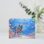 Scuba diver Happy Birthday underwater Briefkaart (Staand voorkant)