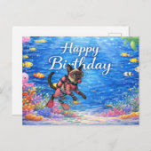 Scuba diver Happy Birthday underwater Briefkaart (Voorkant / Achterkant)