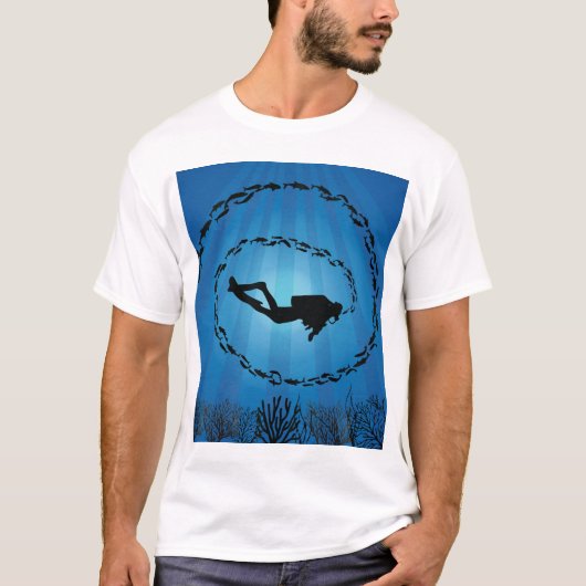 Scuba Diver in een visschok T-shirt (Voorkant)