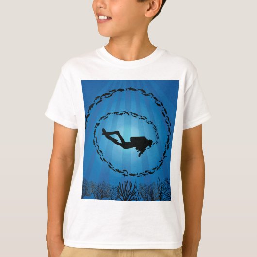 Scuba Diver in een visschok T-shirt (Voorkant)