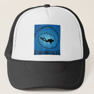 Scuba Diver in een visschok Trucker Pet