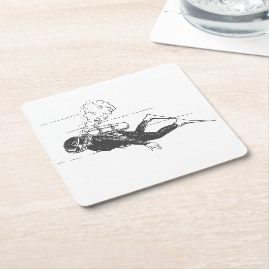 Scuba Diver Kartonnen Onderzetters (Schuin)