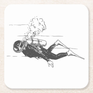 Scuba Diver Kartonnen Onderzetters