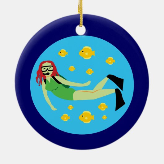Scuba Diver Keramisch Ornament (Achterkant)