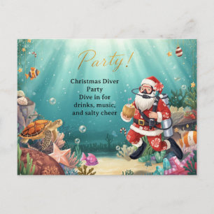 Scuba Diver Kerstfeest Uitnodiging 