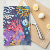 Scuba Diver keukenhanddoek (Quarter Fold)