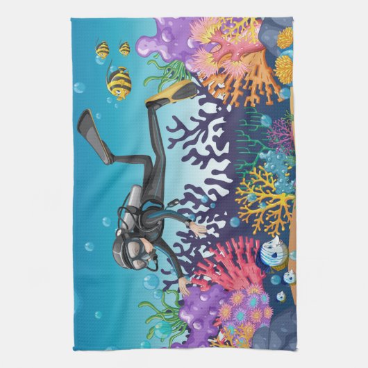Scuba Diver keukenhanddoek (Verticaal)