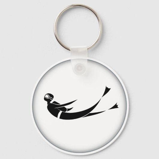 Scuba Diver Man Cartoon Sleutelhanger (Voorkant)
