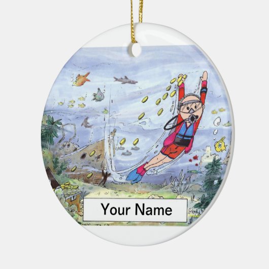 Scuba Diver - Mannelijk Keramisch Ornament (Links)