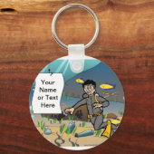 Scuba Diver - Mannelijke Cartoon door PrintedPerfe Sleutelhanger (Voorkant)