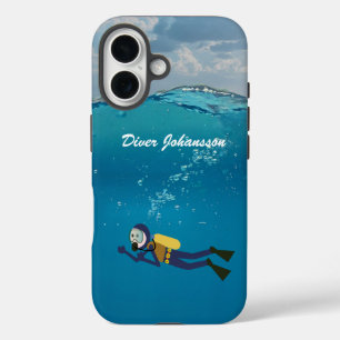 Scuba Diver nauwelijks onder water Personaliseren iPhone 16 Hoesje