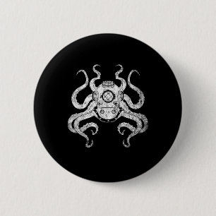 Scuba Diver Ocean Animal Aquarist Gift Kraken Octo Ronde Button 5,7 Cm