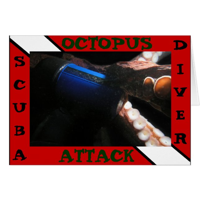 Scuba Diver Octopus Attack Kaart (Voorkant Horizontaal)