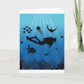Scuba Diver Onderwater Sealife Feestdagen Kaart (Voorkant)