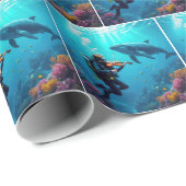 Scuba Diver Playing a Violin For a Whale Cadeaupapier (Rol Hoek)