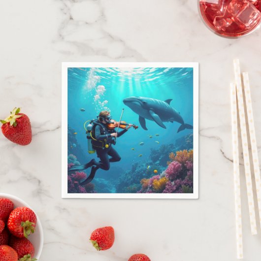 Scuba Diver Playing a Violin For a Whale Servet (Insitu)