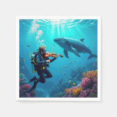 Scuba Diver Playing a Violin For a Whale Servet (Voorkant)