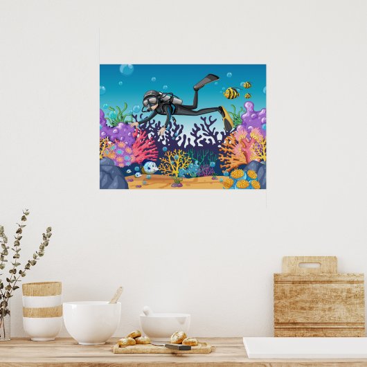 Scuba Diver poster (Keuken)