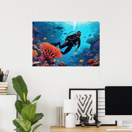 Scuba Diver Poster (Thuiskantoor)