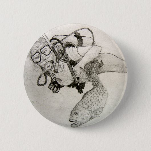 Scuba Diver Ronde Button 5,7 Cm (Voorkant)