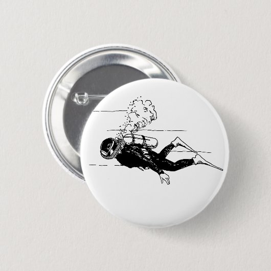Scuba Diver Ronde Button 5,7 Cm (Voorkant /achterkant)