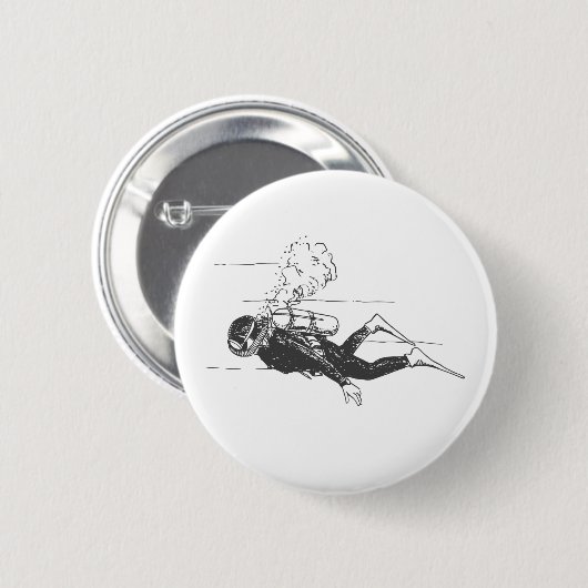 Scuba Diver Ronde Button 5,7 Cm (Voorkant /achterkant)