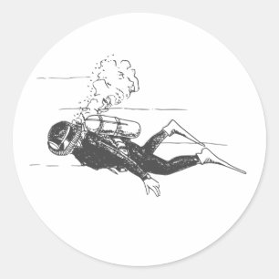 Scuba Diver Ronde Sticker