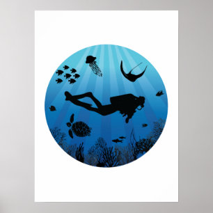 Scuba Diver Sealife onderwater Poster