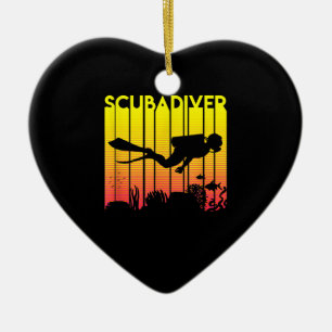 Scuba Diver Silhouette Diving Zee Diver Keramisch Ornament