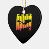 Scuba Diver Silhouette Diving Zee Diver Keramisch Ornament (Links)