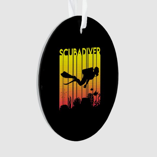 Scuba Diver Silhouette Diving Zee Diver Ornament (voorkant)
