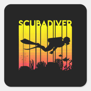 Scuba Diver Silhouette Diving Zee Diver Vierkante Sticker