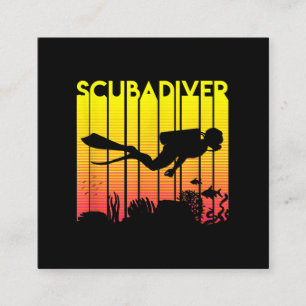 Scuba Diver Silhouette Diving Zee Diver Vierkante Visitekaartje
