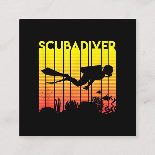 Scuba Diver Silhouette Diving Zee Diver Vierkante Visitekaartje (Voorkant)
