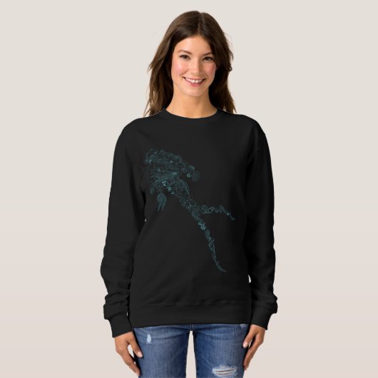  Scuba diver silhouette in blue marine life design Trui (Voorkant volledig)