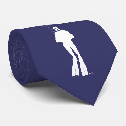 Scuba Diver Silhouette (Man) Stropdas (Opgerold)
