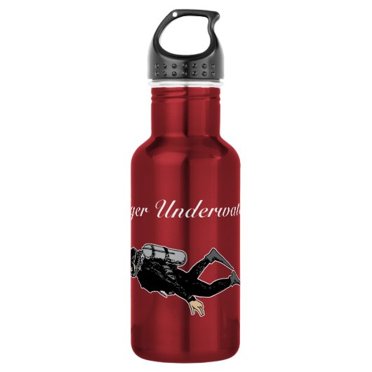 Scuba Diver Silhouette stijl Personaliseren Waterfles (Voorkant)