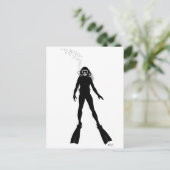 Scuba Diver Silhouette (Vrouw) Briefkaart (Staand voorkant)