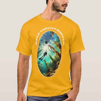 SCUBA Diver Silhouette with Turtle, Fish, and Kelp T-shirt
