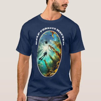 SCUBA Diver Silhouette with Turtle, Fish, and Kelp T-shirt