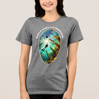 SCUBA Diver Silhouette with Turtle, Fish, and Kelp Tri-Blend Shirt