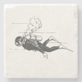 Scuba Diver Stenen Onderzetter