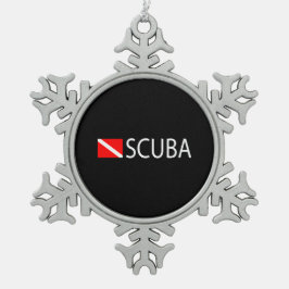 Scuba Diver Tin Sneeuwvlok Ornament